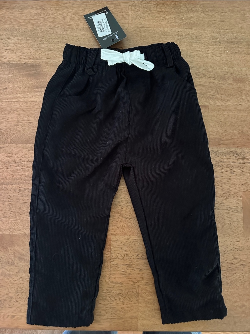 NWT Little Bipsy Black Corduroy Drawstring Pants (run big)